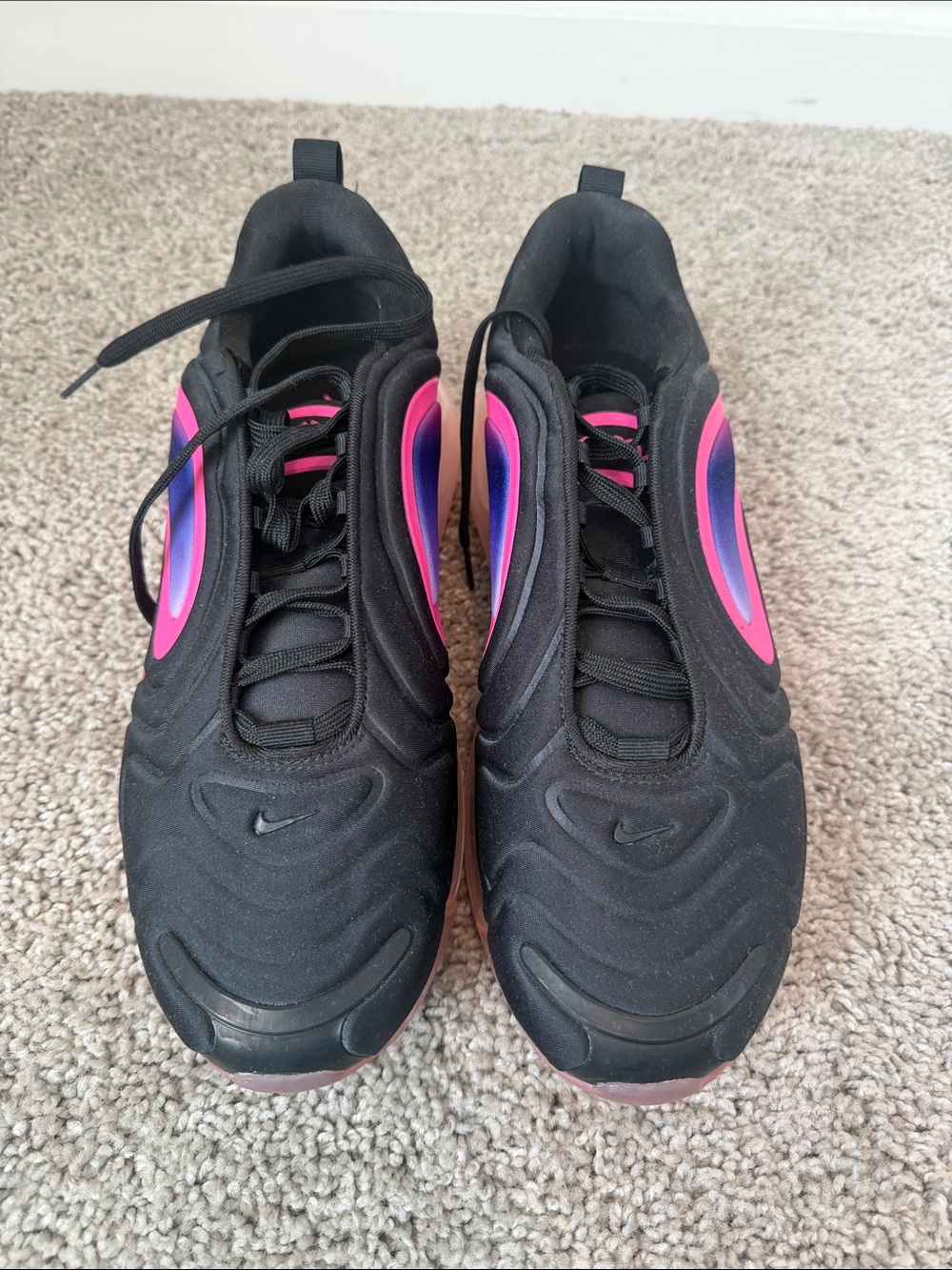 Nike Women's Black Sneakers with Pink and Purple Accents